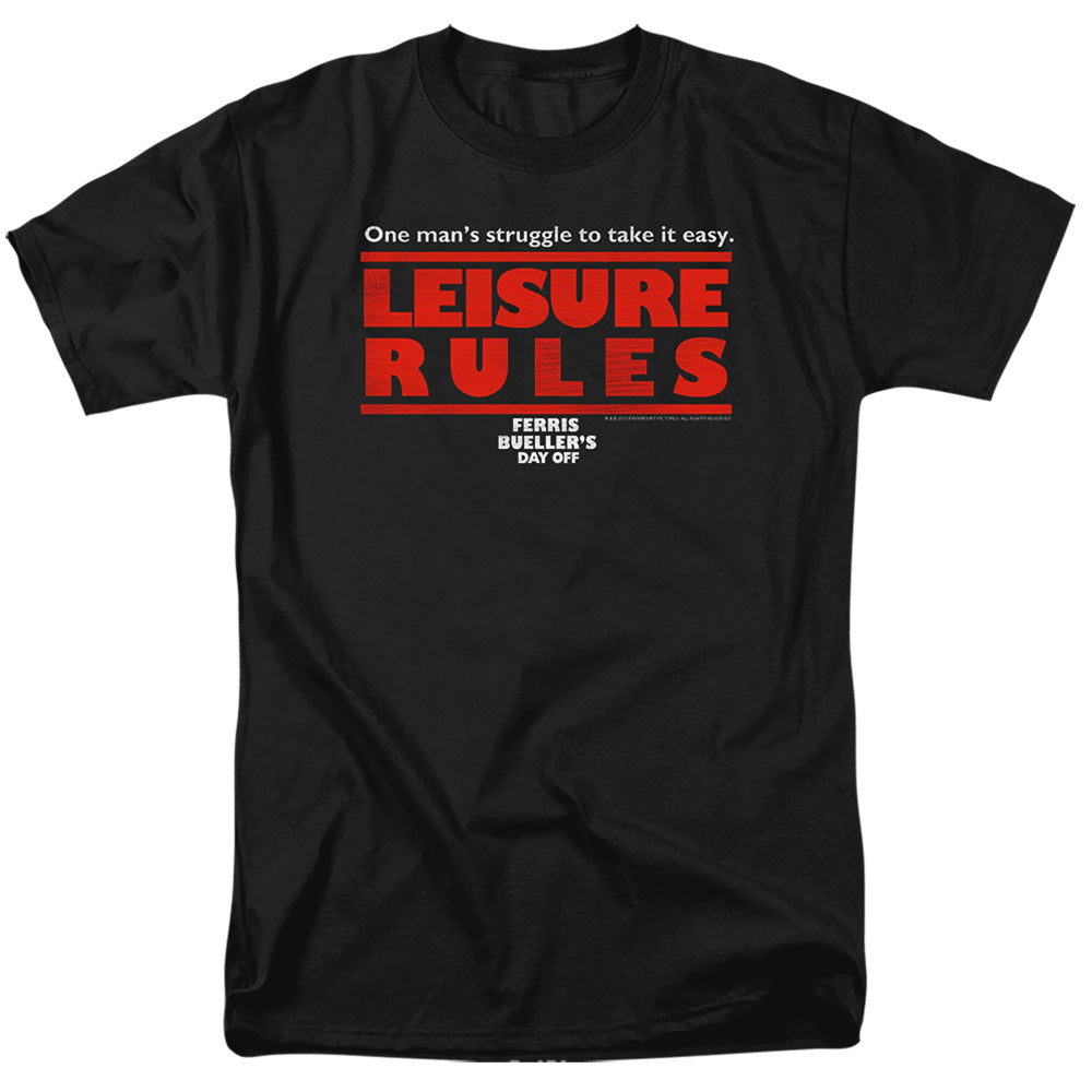 Ferris Bueller - Leisure Rules - Short Sleeve Adult 18/1 - Black T-shirt