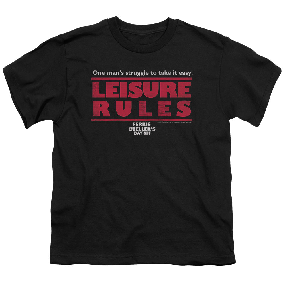 Ferris Bueller - Leisure Rules - Short Sleeve Youth 18/1 - Black T-shirt