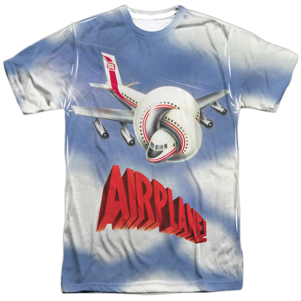 Airplane - Title - Short Sleeve Adult 100% Poly Crew - White T-shirt