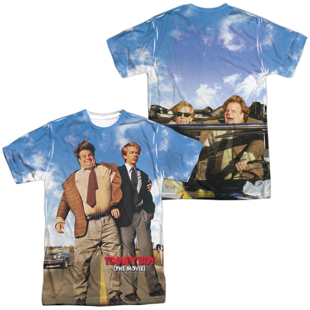 Tommy Boy - Poster (Front/back Print) - Short Sleeve Adult 100% Poly Crew - White T-shirt