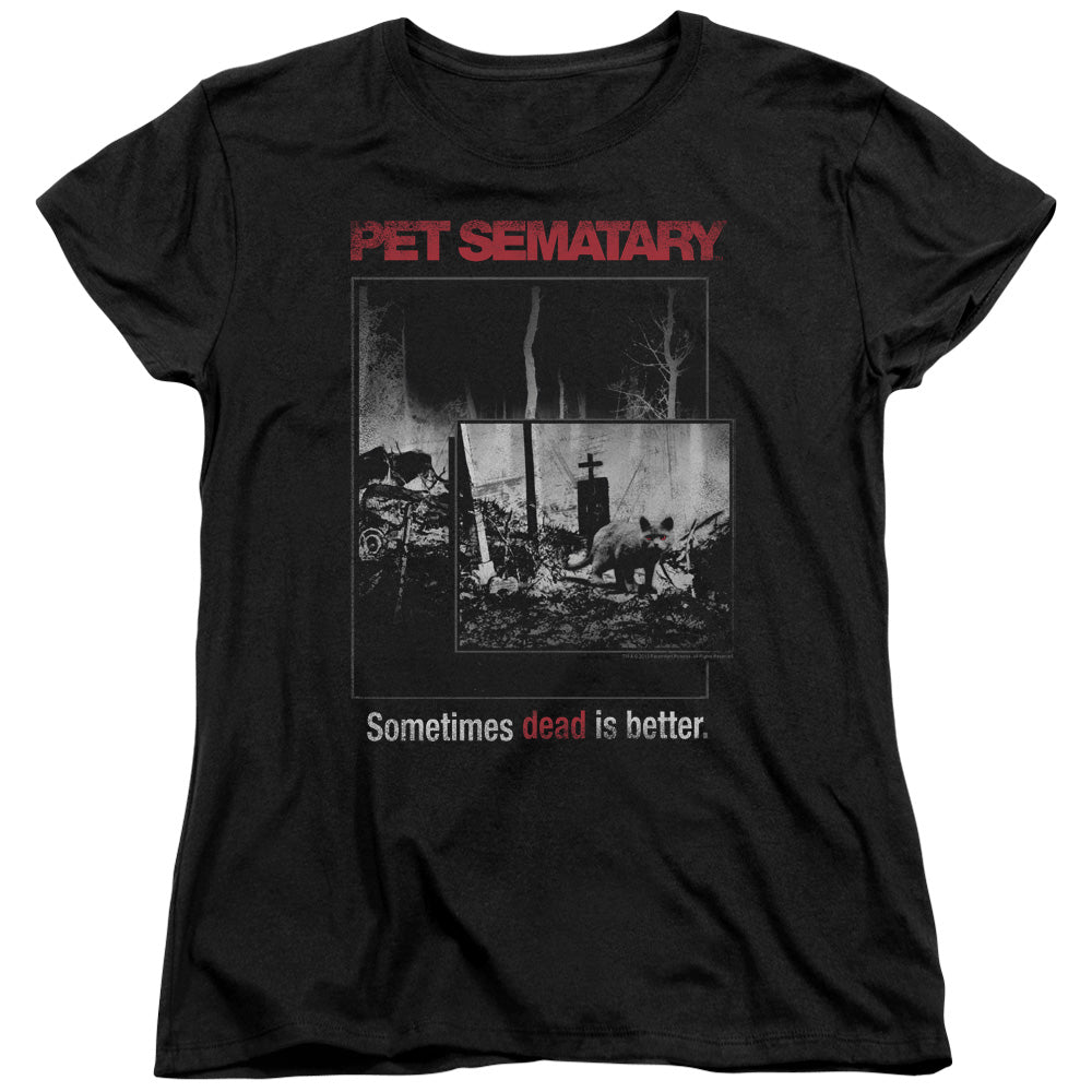 Pet Sematary - Cat Poster - Short Sleeve Womens Tee - Black T-shirt