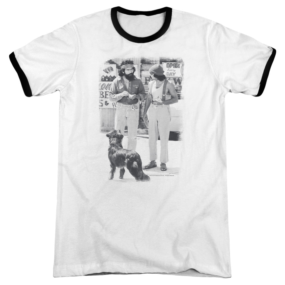 Up In Smoke - Cheech Chong Dog - Adult Ringer - White/black