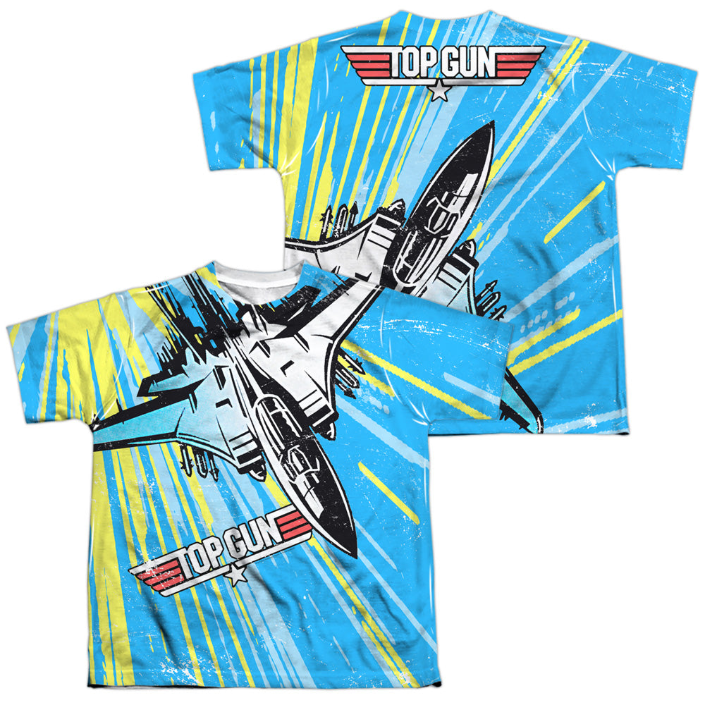 Top Gun - Rad Jet (Front/back Print) - Short Sleeve Youth Poly Crew - White T-shirt