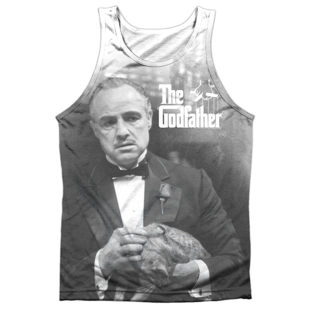 Godfather - Pet The Cat - Adult 100% Poly Tank Top - White