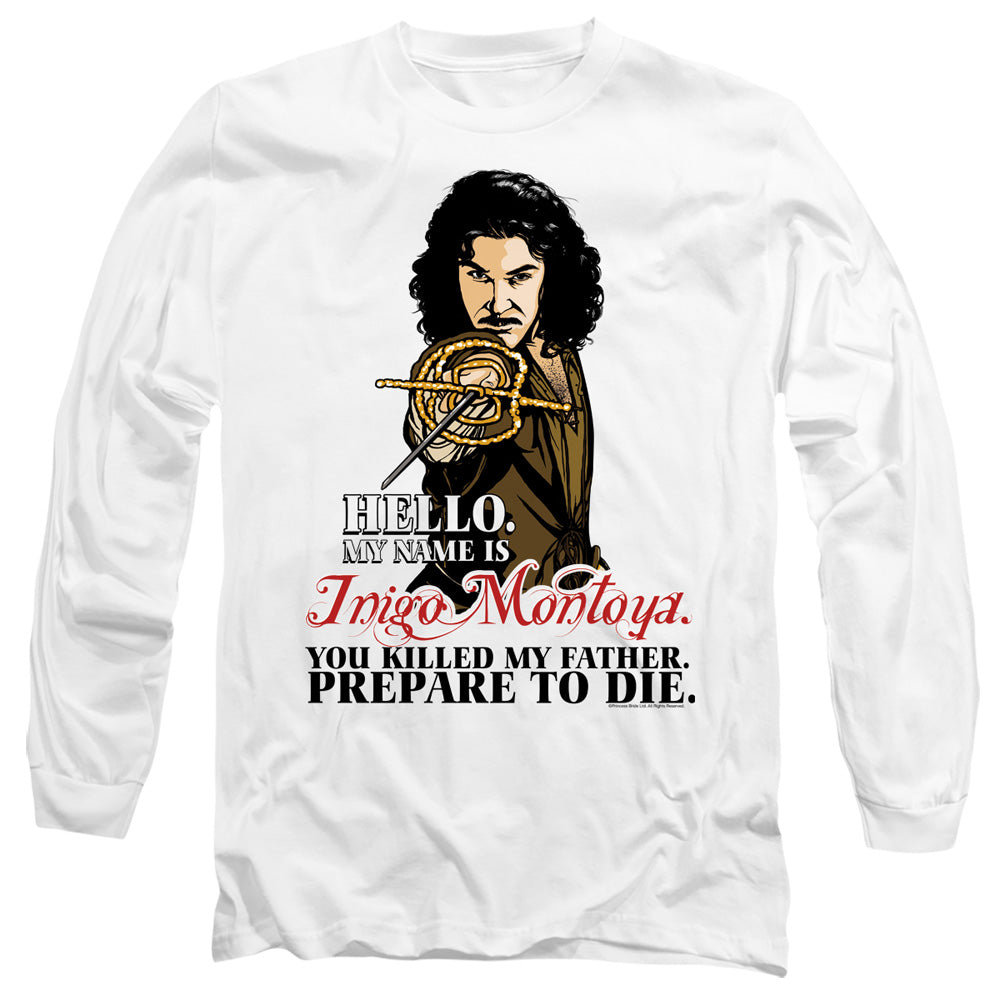 Princess Bride - Hello - Long Sleeve Adult 18/1 - White T-shirt