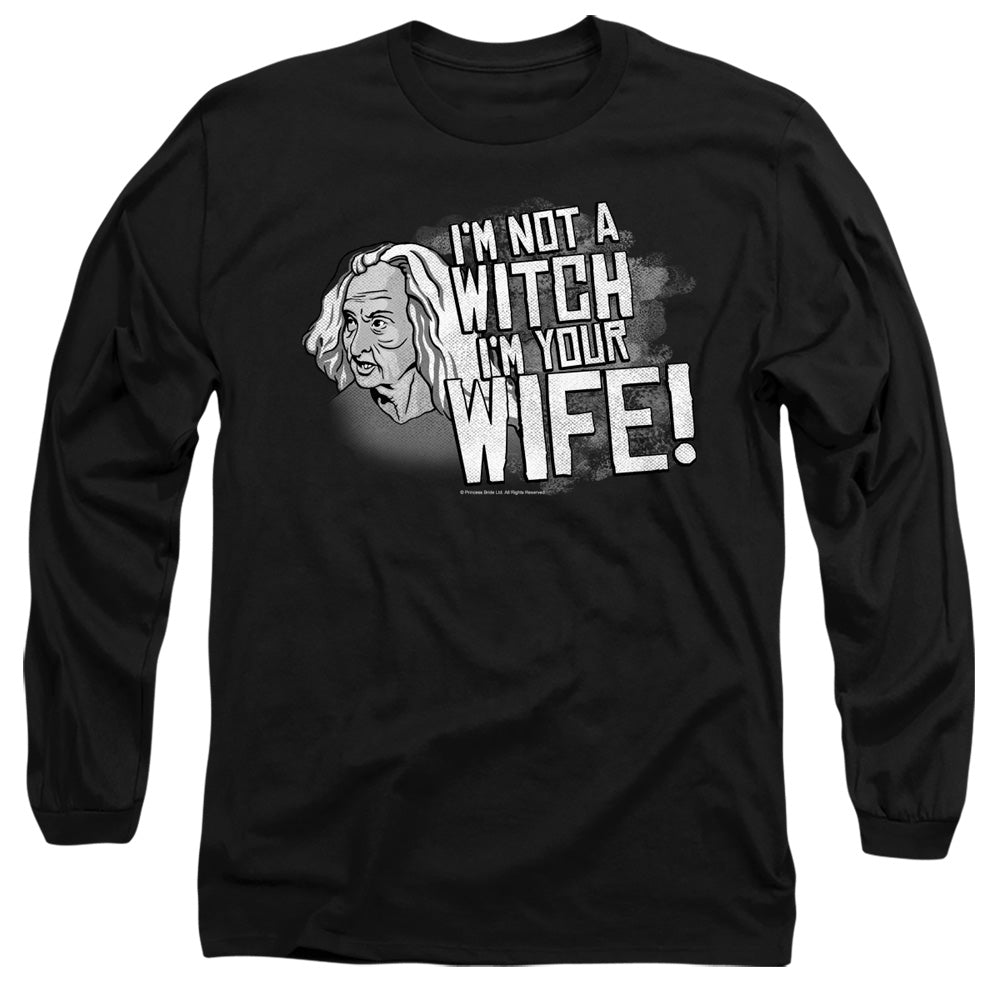 Princess Bride - Not A Witch - Long Sleeve Adult 18/1 - Black T-shirt