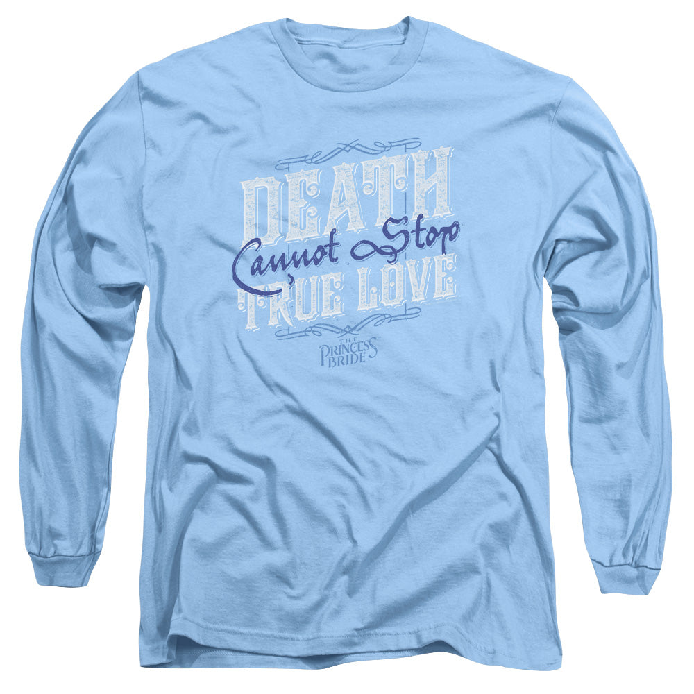 Princess Bride - Love Over Death - Long Sleeve Adult 18/1 - Carolina Blue T-shirt