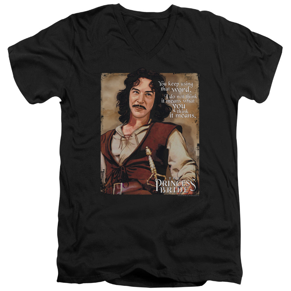 Princess Bride - Word - Short Sleeve Adult V-neck 30/1 - Black T-shirt