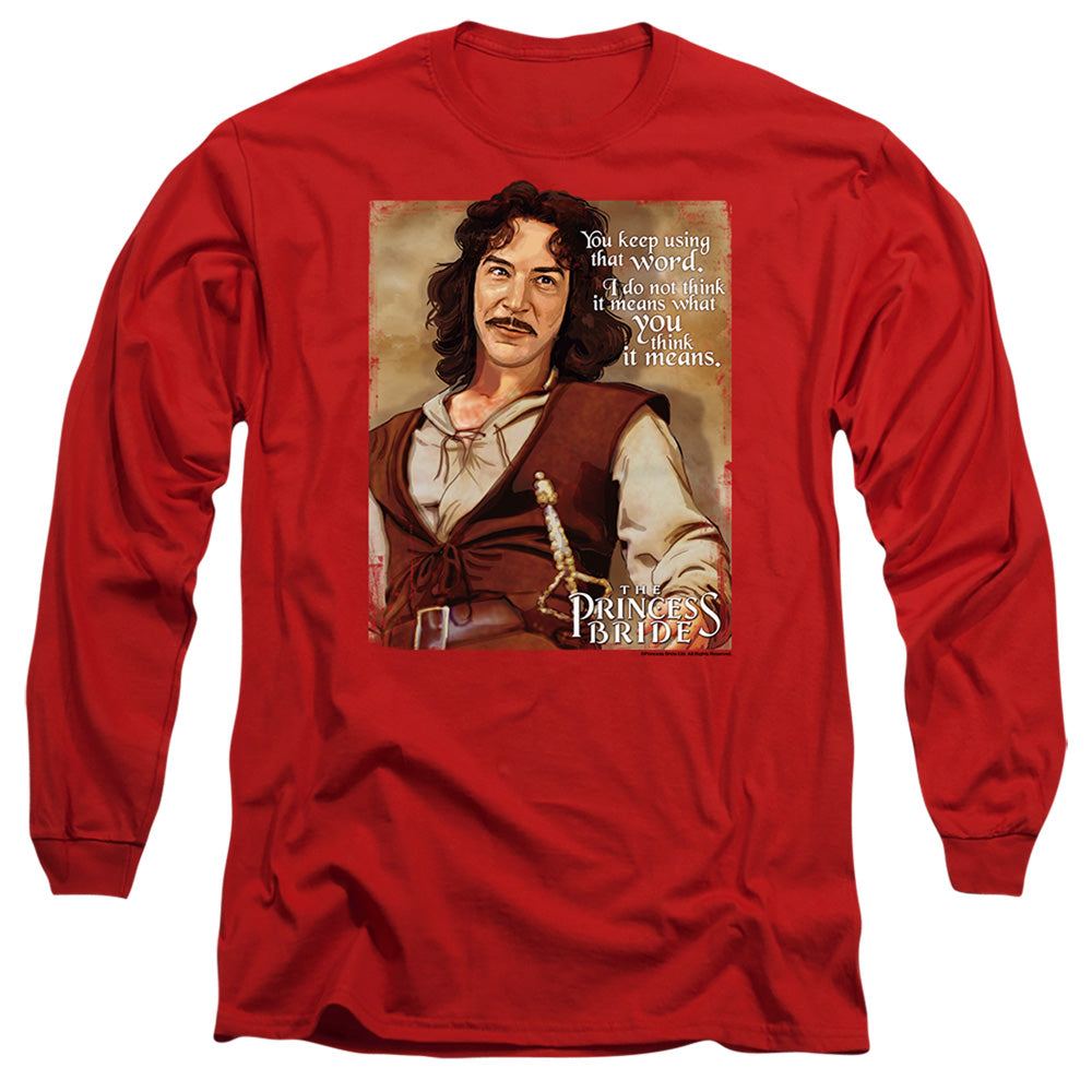 Princess Bride - Word - Long Sleeve Adult 18/1 - Red T-shirt
