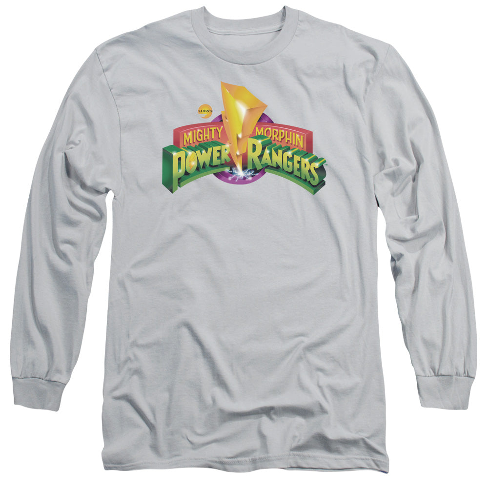 Power Rangers - Mmpr Logo - Long Sleeve Adult 18/1 - Silver T-shirt