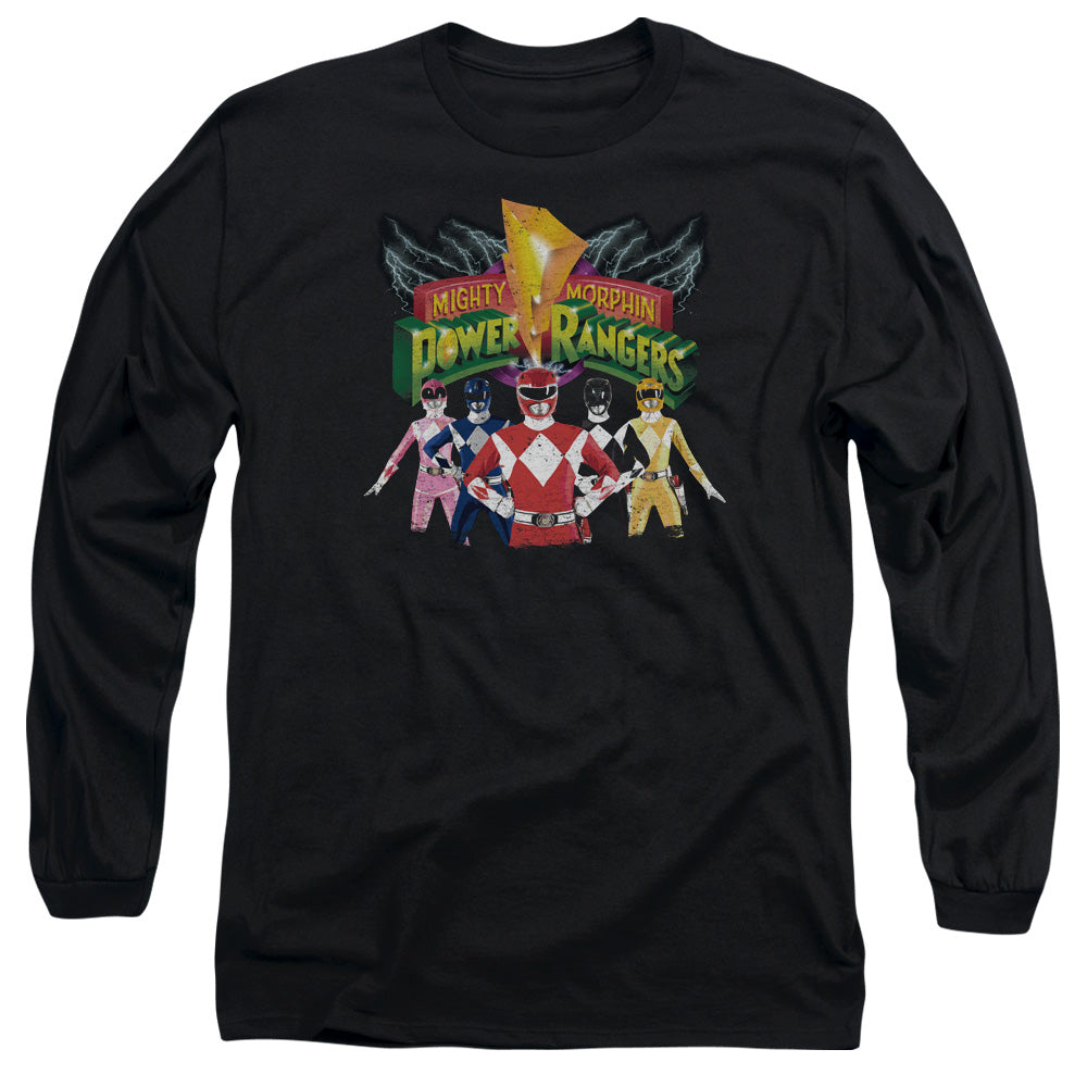Power Rangers - Rangers Unite - Long Sleeve Adult 18/1 - Black T-shirt