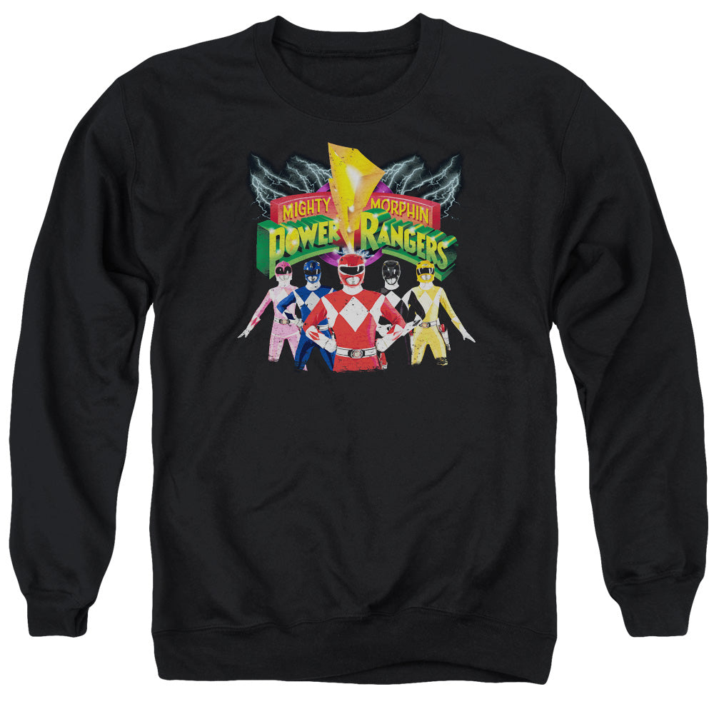 Power Rangers - Rangers Unite - Adult Crewneck Sweatshirt - Black