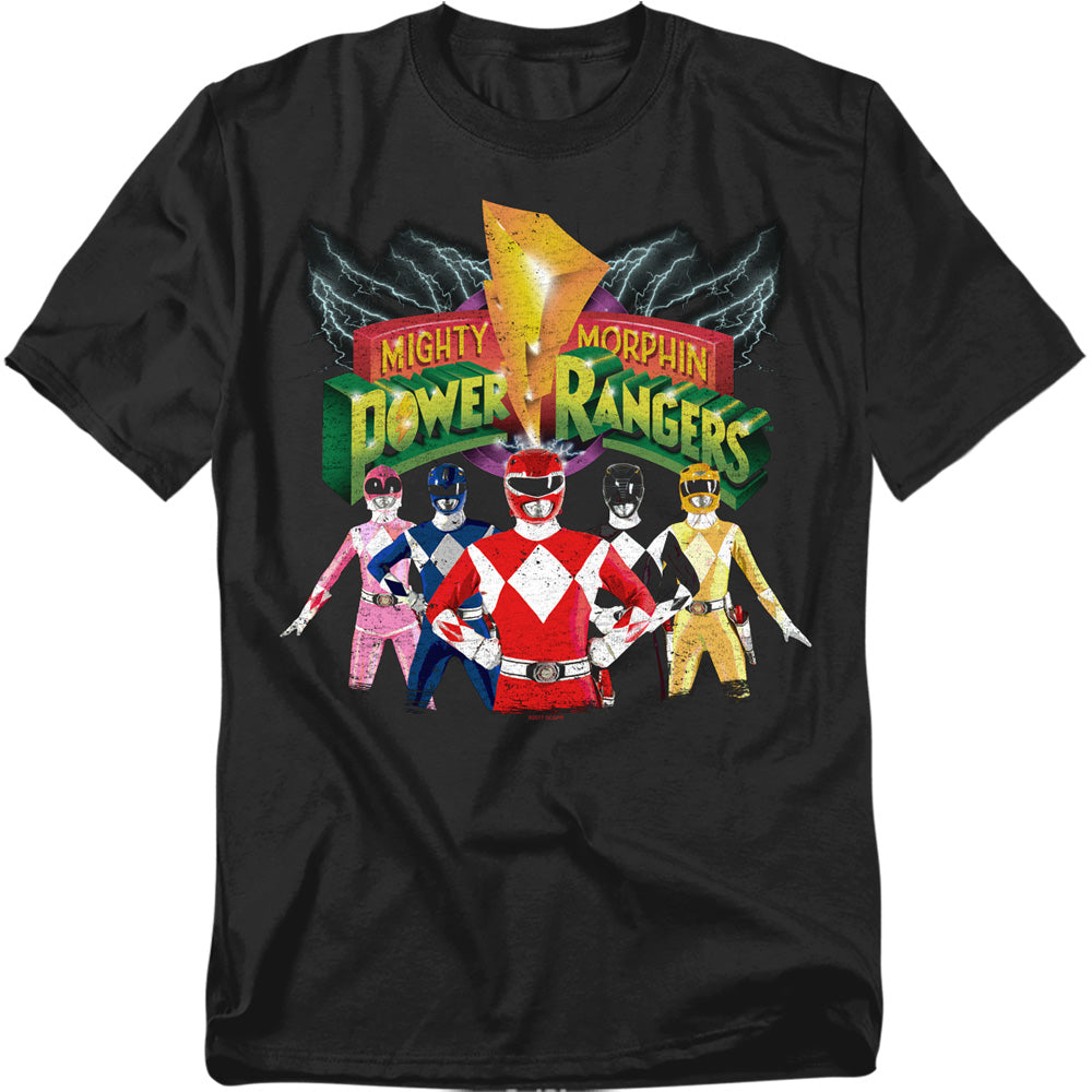 Power Rangers - Rangers Unite - Short Sleeve Adult 18/1 - Black T-shirt