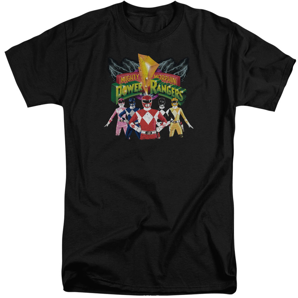 Power Rangers - Rangers Unite - Short Sleeve Adult Tall - Black T-shirt