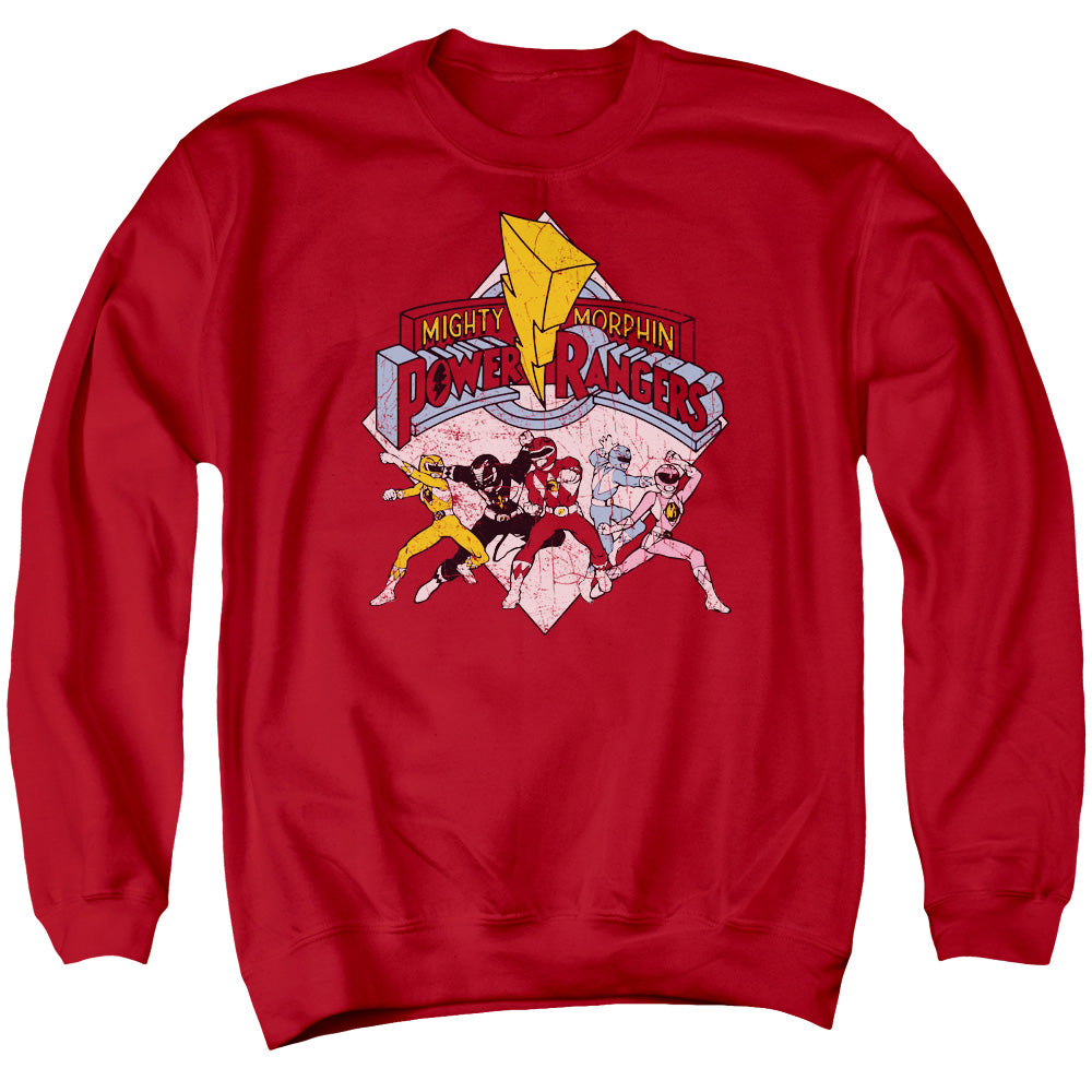 Power Rangers - Retro Rangers - Adult Crewneck Sweatshirt - Red