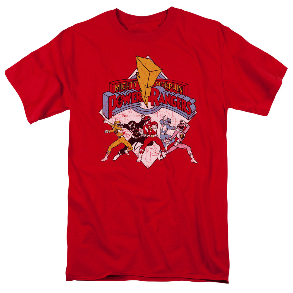 Power Rangers - Retro Rangers - Short Sleeve Adult 18/1 - Red T-shirt