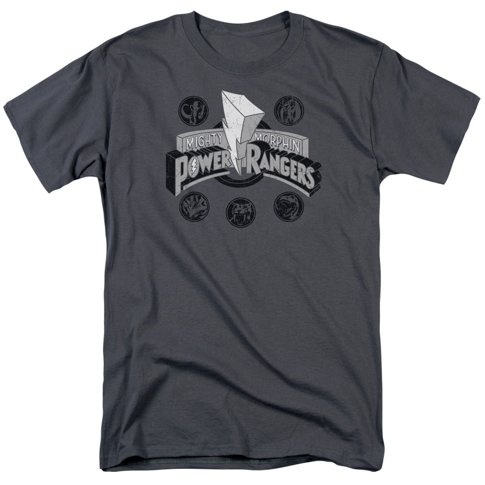 Power Rangers - Power Coins - Short Sleeve Adult 18/1 - Charcoal T-shirt
