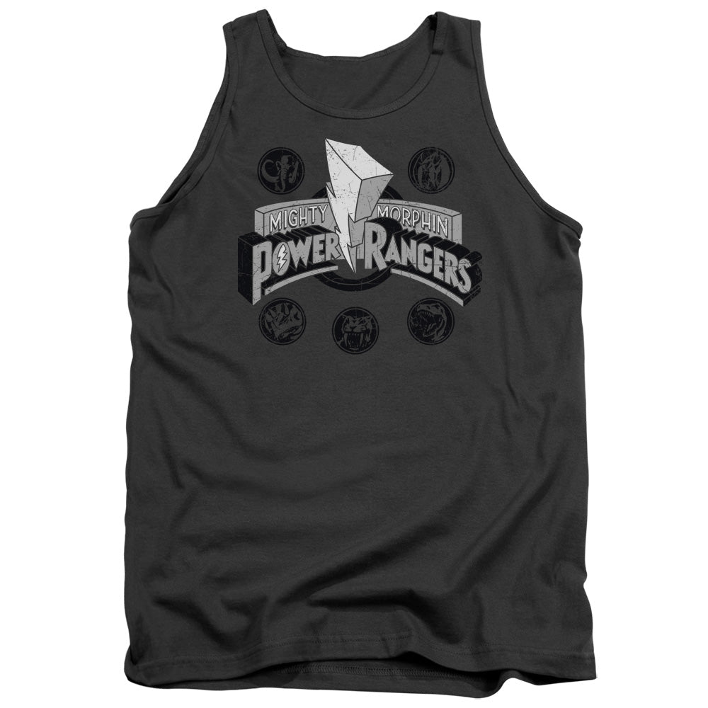 Power Rangers - Power Coins - Adult Tank - Charcoal