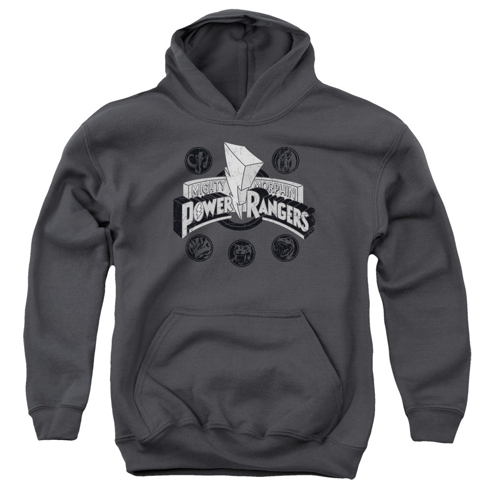 Power Rangers - Power Coins - Youth Pull-over Hoodie - Charcoal