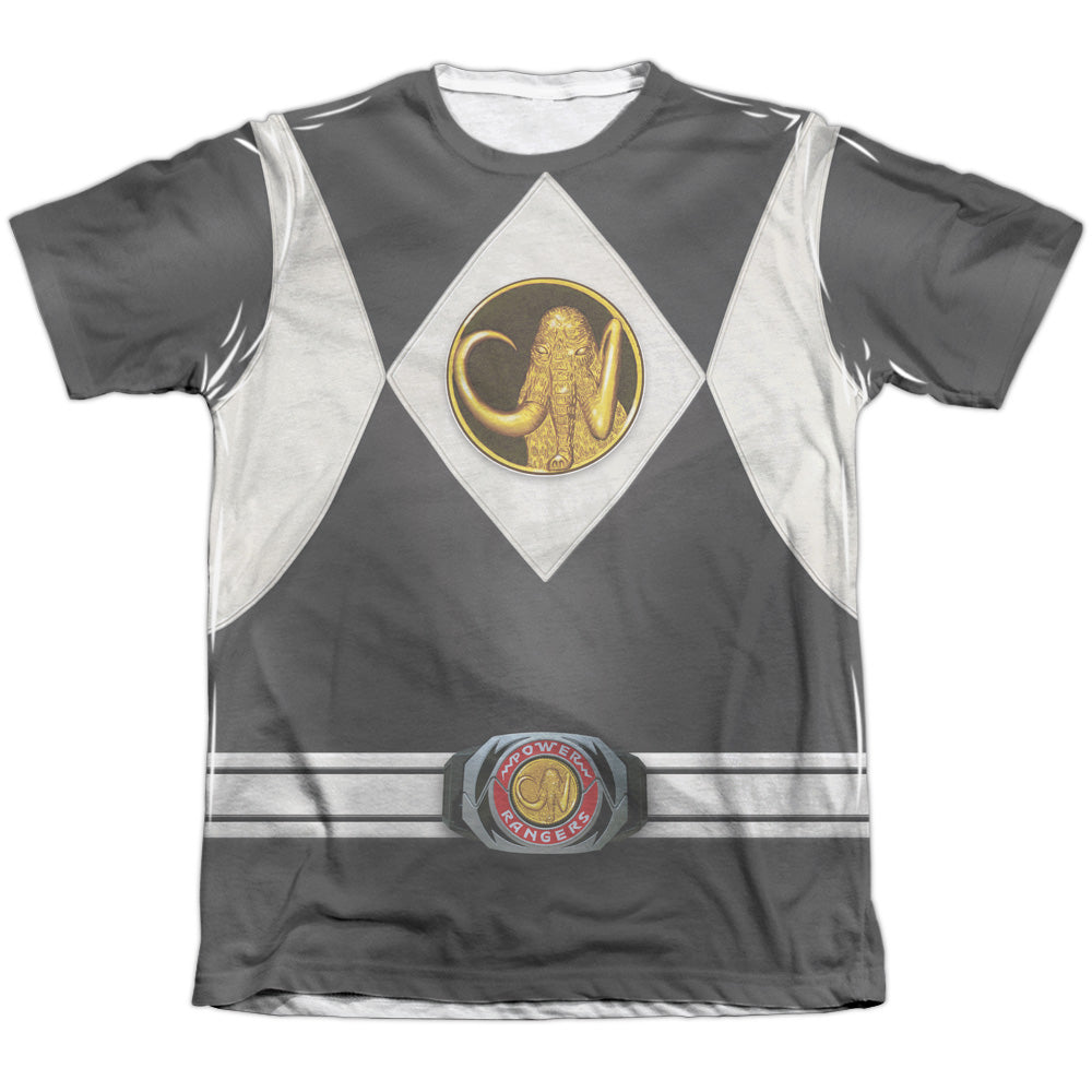 Power Rangers - Black Ranger Uniform - Adult Poly/cotton Short Sleeve Tee - White T-shirt