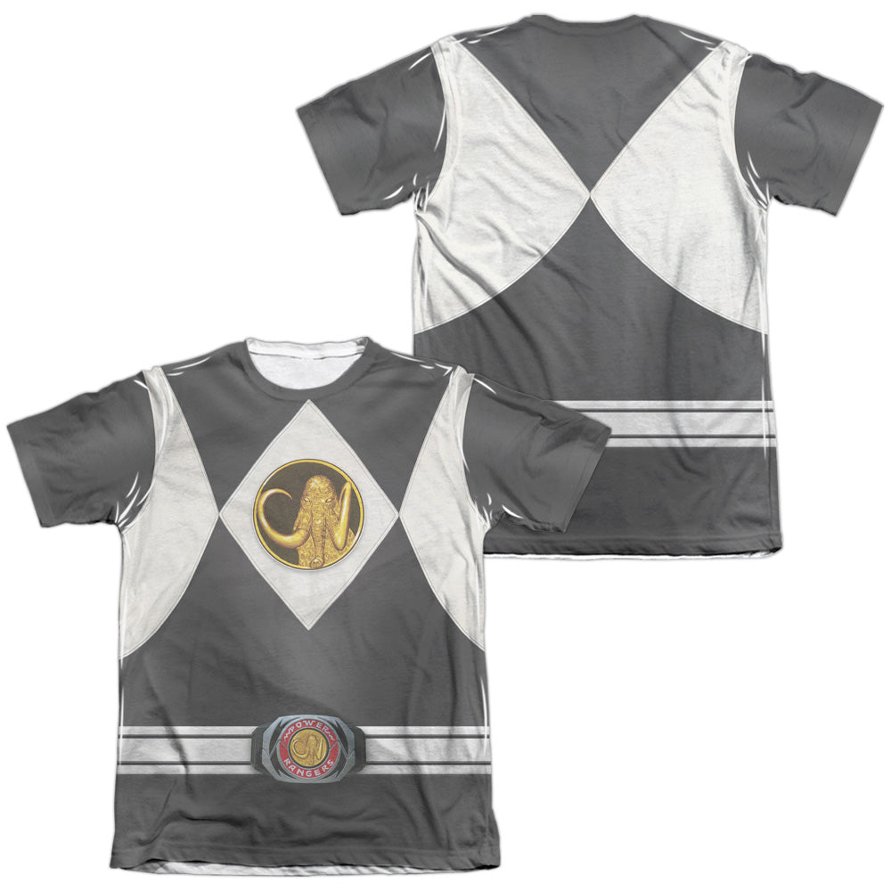 Power Rangers - Black Ranger Uniform (Front/back Print) - Adult Poly/cotton Short Sleeve Tee - White T-shirt