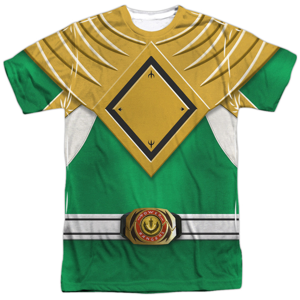 Power Rangers - Green Ranger - Short Sleeve Adult Poly Crew - White T-shirt