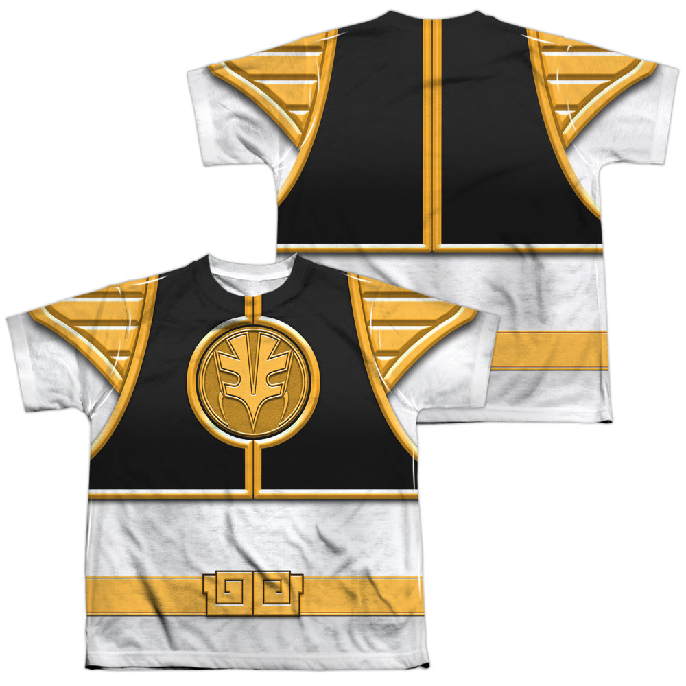 Power Rangers - White Ranger(Front/back Print) - Short Sleeve Youth Poly Crew - White T-shirt