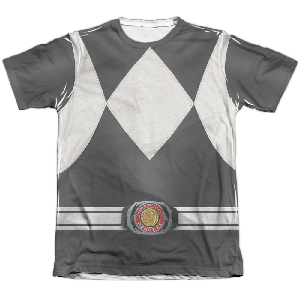 Power Rangers - Black Ranger - Adult Poly/cotton Short Sleeve Tee - White T-shirt