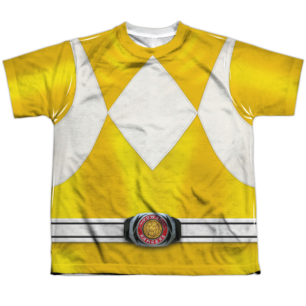 Power Rangers - Yellow Ranger - Short Sleeve Youth Poly Crew - White T-shirt