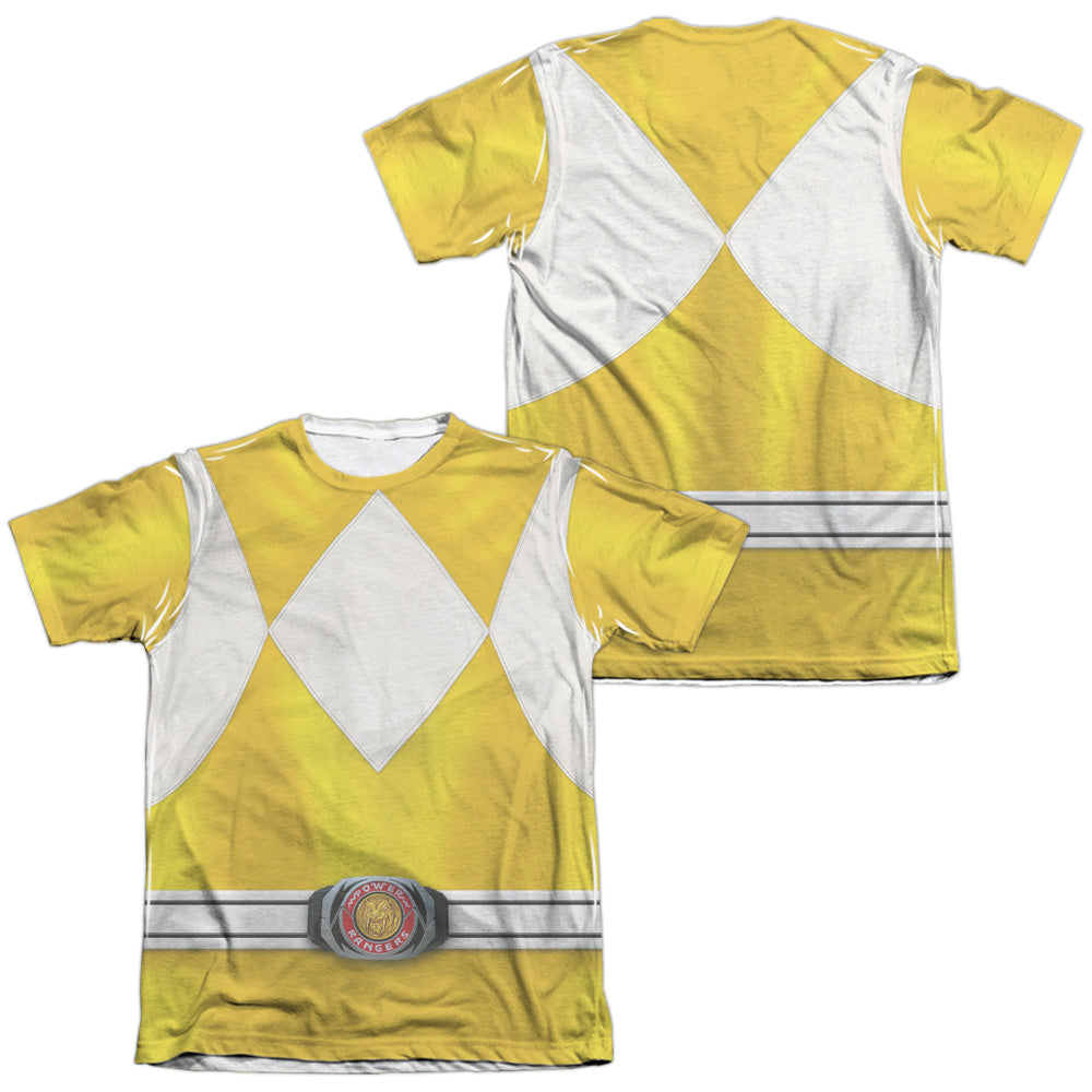 Power Rangers - Yellow Ranger (Front/back Print) - Adult Poly/cotton Short Sleeve Tee - White T-shirt