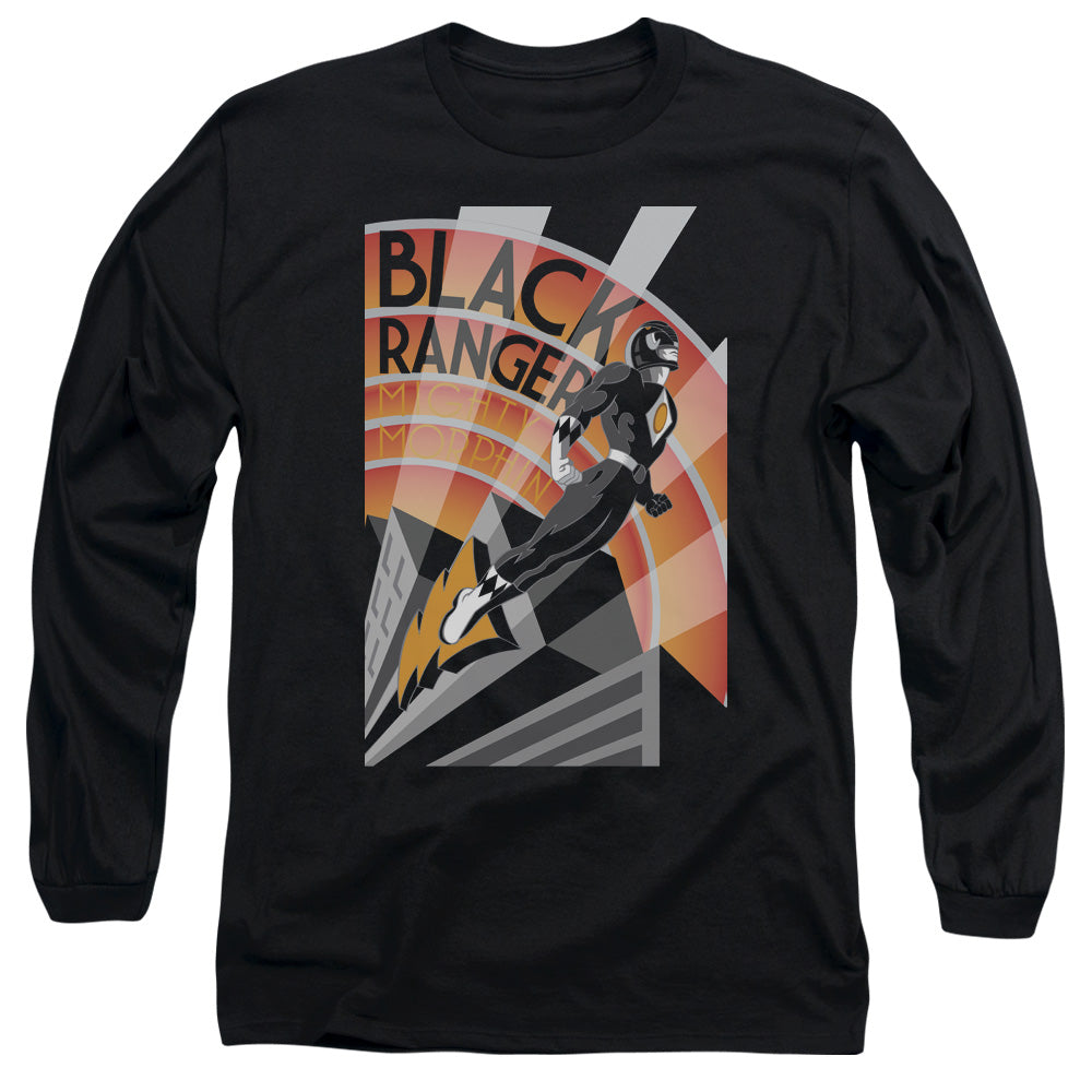 Power Rangers - Black Ranger Deco - Long Sleeve Adult 18/1 - Black T-shirt