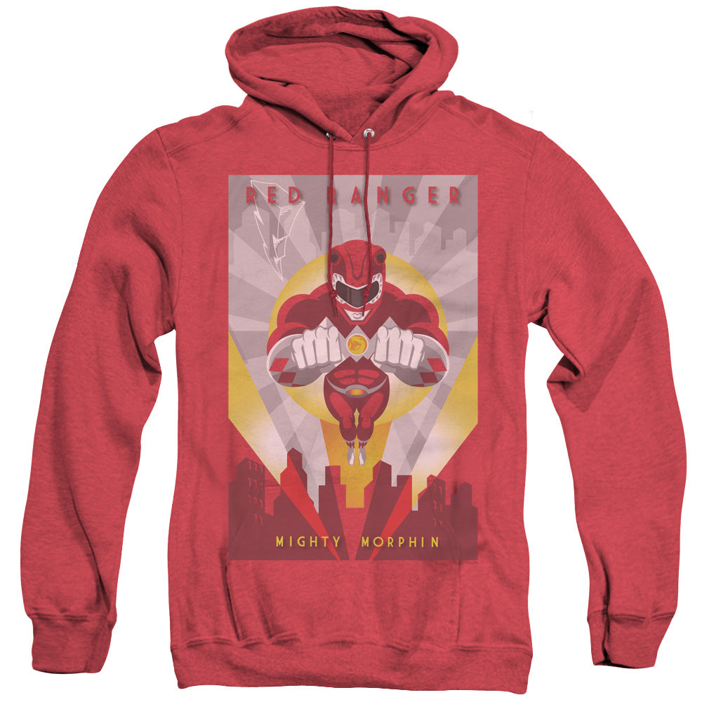Power Rangers - Red Deco - Adult Heather Hoodie - Red