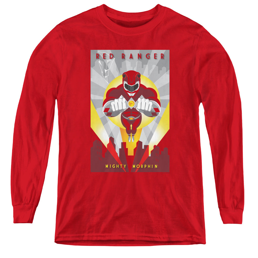 Power Rangers - Red Deco - Youth Long Sleeve Tee - Red