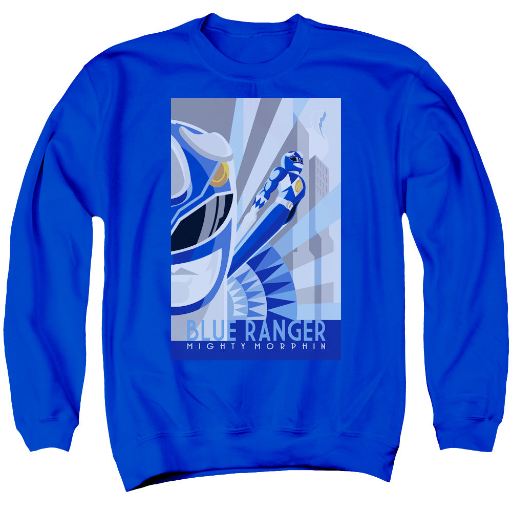 Power Rangers - Blue Ranger Deco - Adult Crewneck Sweatshirt - Royal Blue