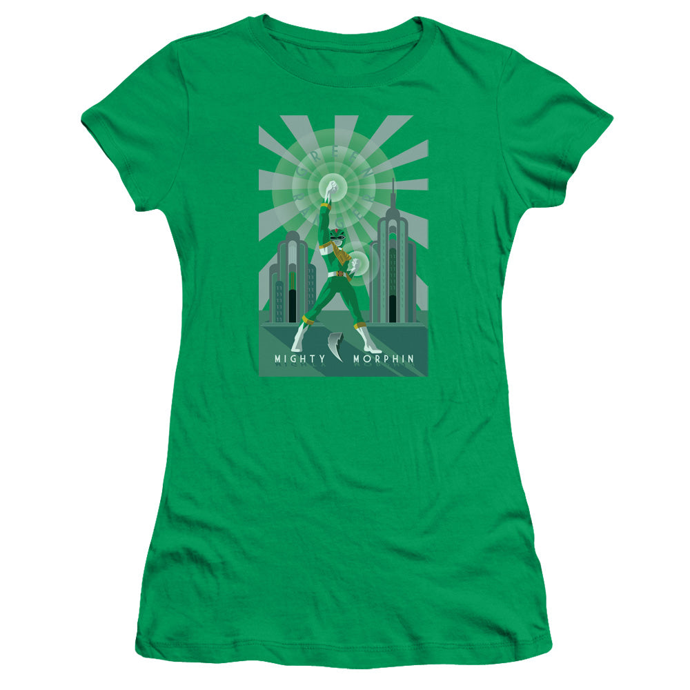 Power Rangers - Green Ranger Deco - Short Sleeve Junior Sheer - Kelly Green T-shirt