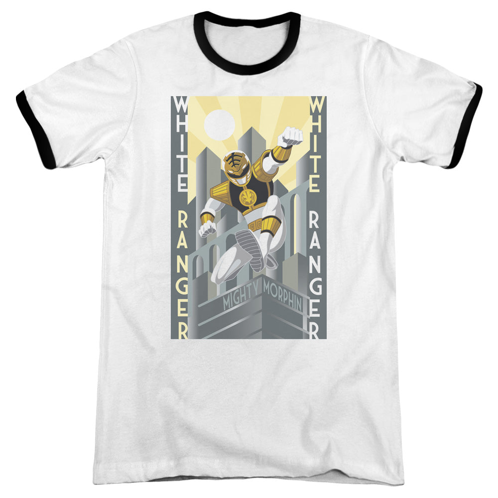Power Rangers - White Ranger Deco - Adult Ringer - White/black