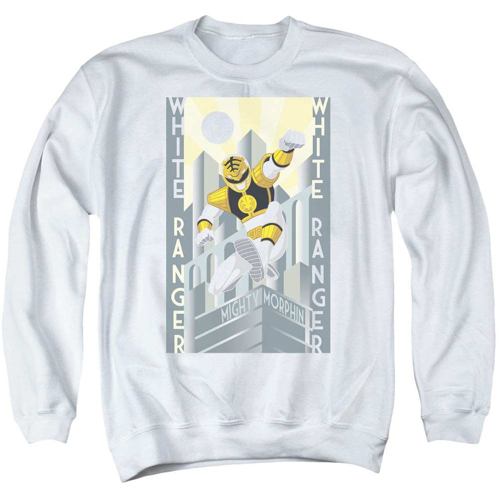 Power Rangers - White Ranger Deco - Adult Crewneck Sweatshirt - White