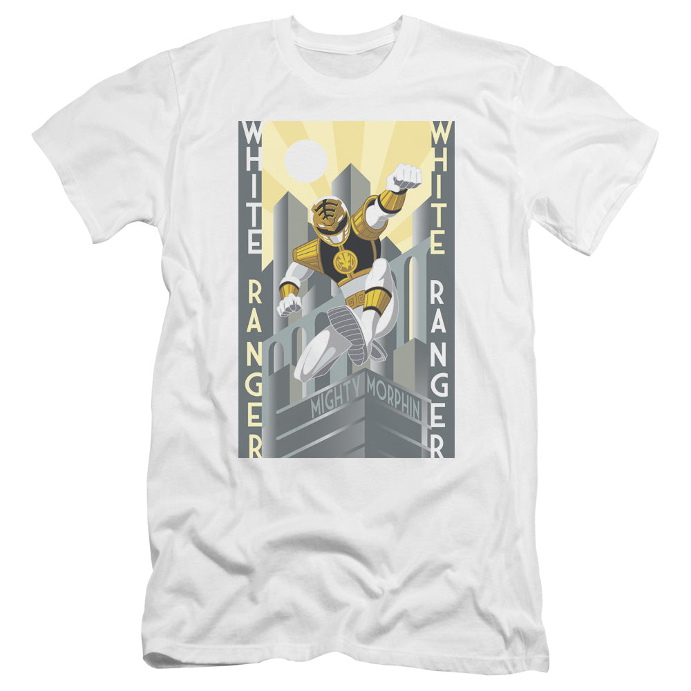 Power Rangers - White Ranger Deco-premuim Canvas Adult Slim Fit 30/1 - White