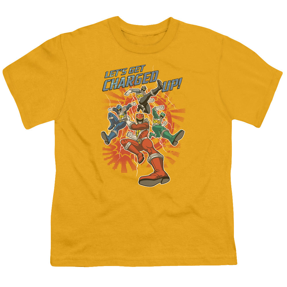 Power Rangers - Charged Up - Short Sleeve Youth 18/1 - Gold T-shirt