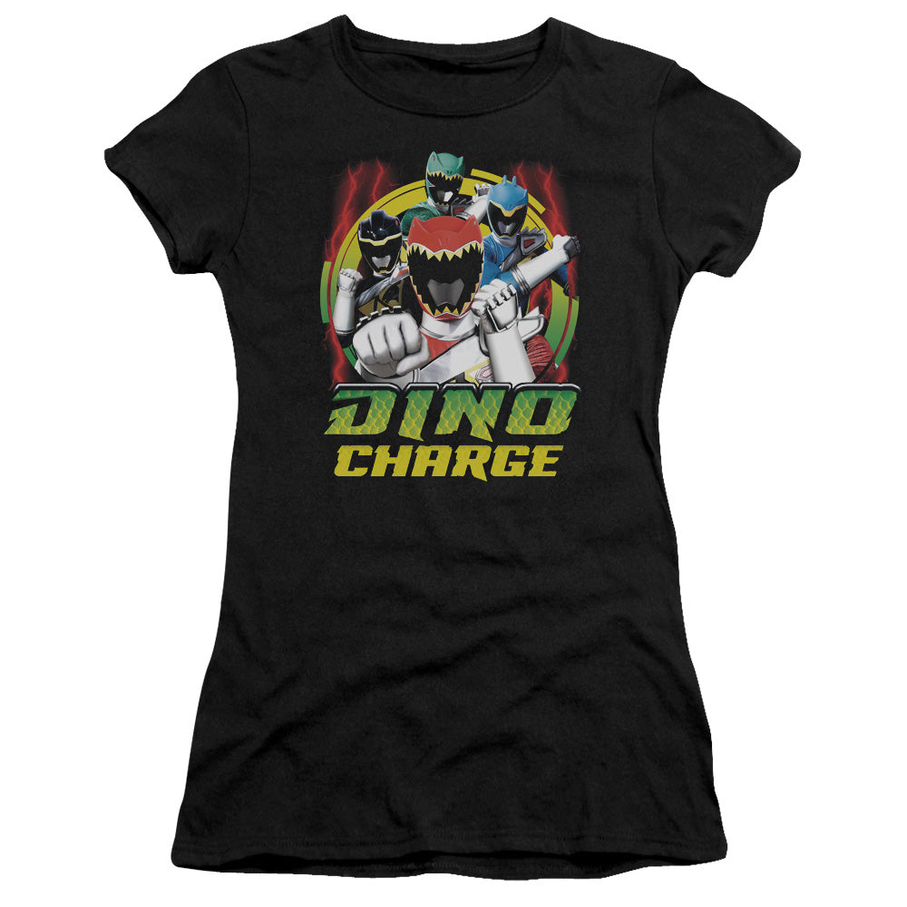 Power Rangers - Dino Lightning - Short Sleeve Junior Sheer - Black T-shirt