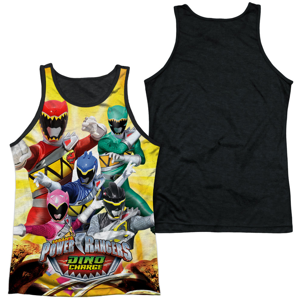 Power Rangers - Charged For Battle - Adult Poly Tank Top Black Back - White