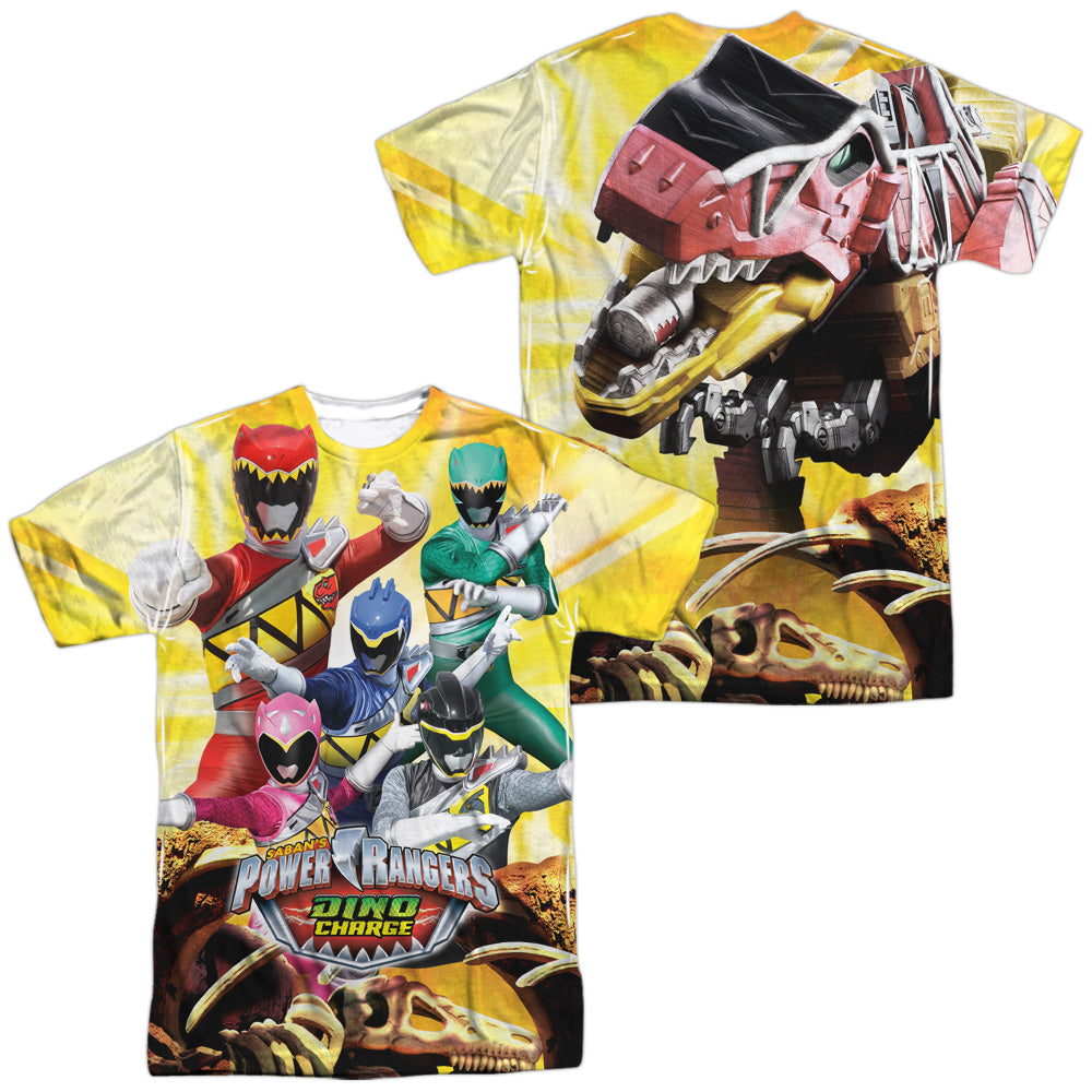 Power Rangers - Charged For Battle (Front/back Print) - Short Sleeve Adult Poly Crew - White T-shirt