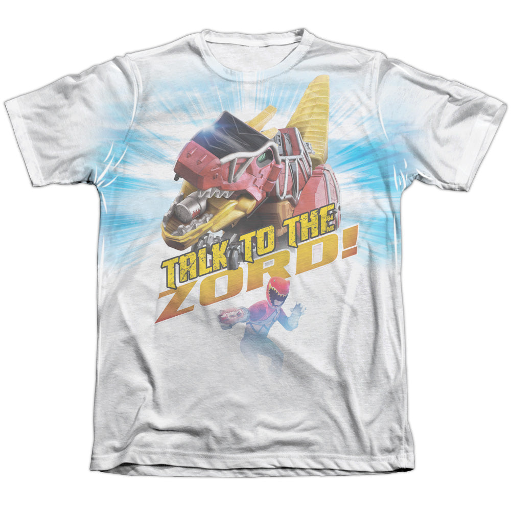 Power Rangers - Talk To Zord - Adult Poly/cotton Short Sleeve Tee - White T-shirt