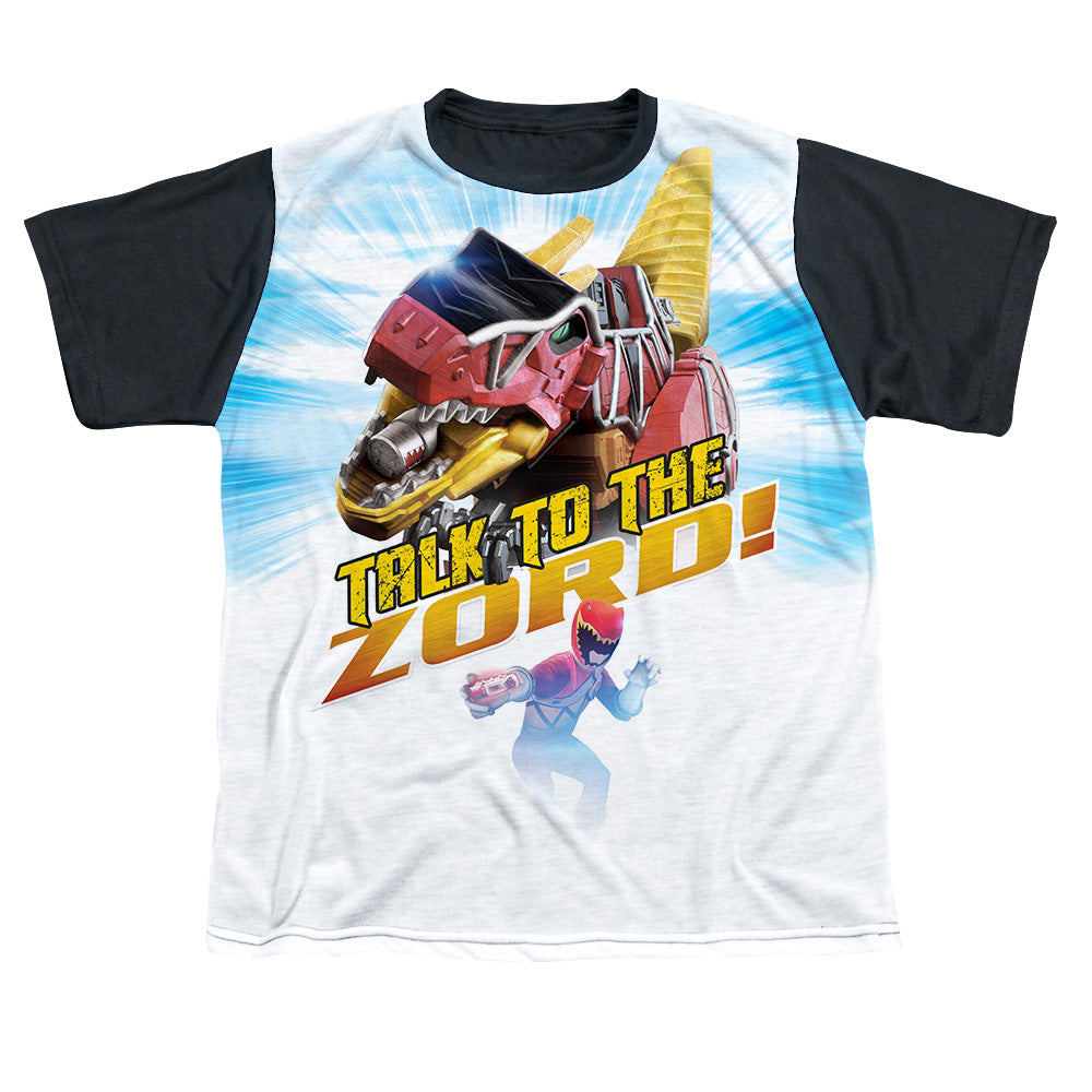 Power Rangers - Talk To Zord - Short Sleeve Youth White Front Black Back - White T-shirt