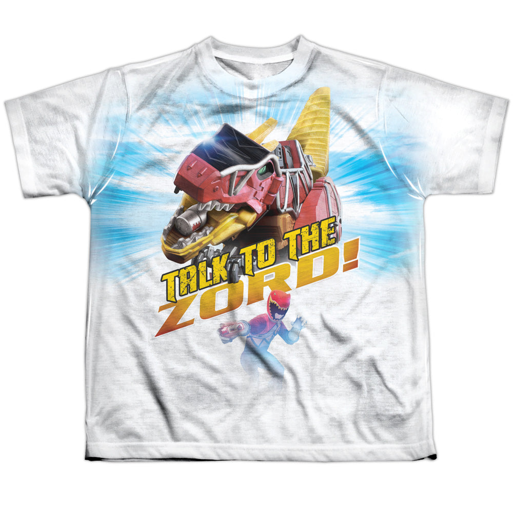 Power Rangers - Talk To Zord - Short Sleeve Youth Poly Crew - White T-shirt