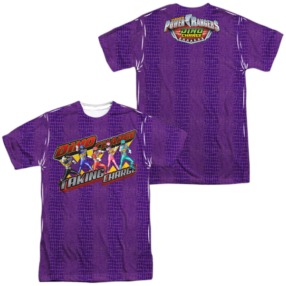 Power Rangers - Taking Charge (Front/back Print) - Short Sleeve Adult Poly Crew - White T-shirt