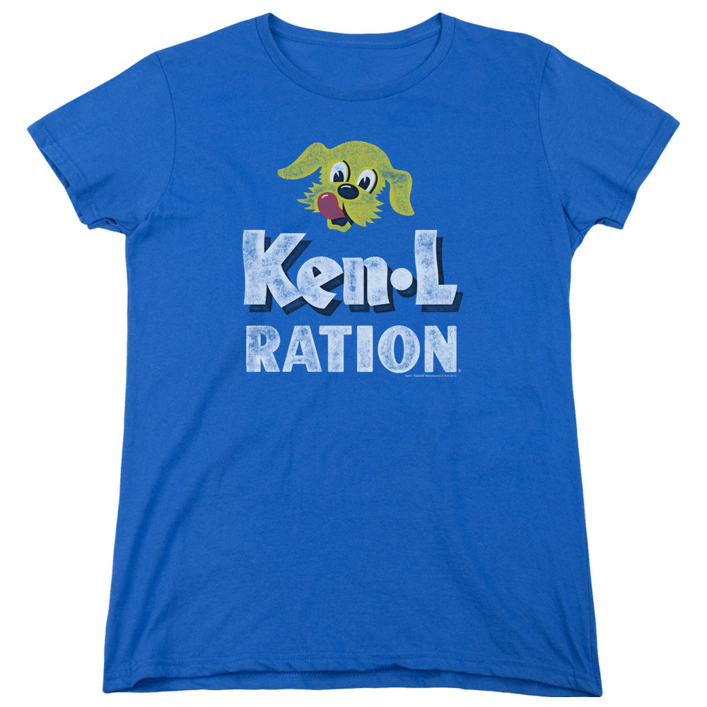 Ken L Ration - Distressed Logo - Short Sleeve Womens Tee - Royal Blue T-shirt
