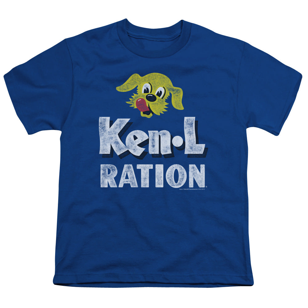 Ken L Ration - Distressed Logo - Short Sleeve Youth 18/1 - Royal Blue T-shirt