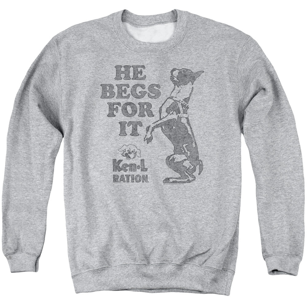 Ken L Ration - Begs - Adult Crewneck Sweatshirt - Athletic Heather