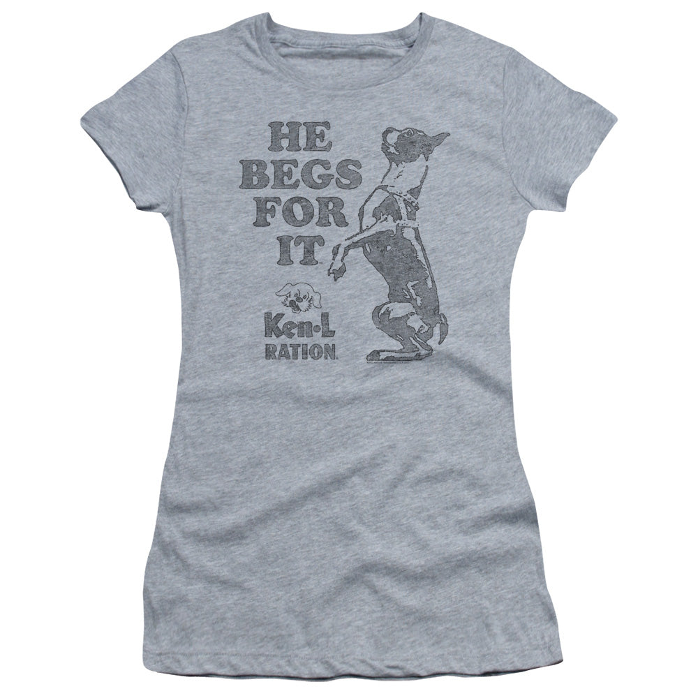 Ken L Ration - Begs - Short Sleeve Junior Sheer - Athletic Heather T-shirt